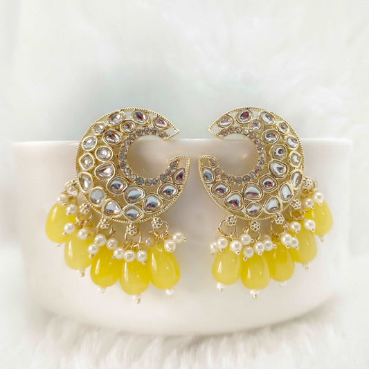 yellow-classic-pearl-kundan-earrings-jewelskreation