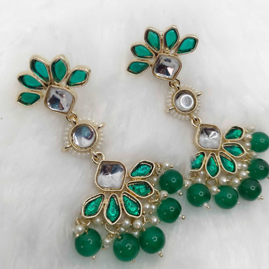 green-pearl-drop-long-kundan-earrings-jewelskreation