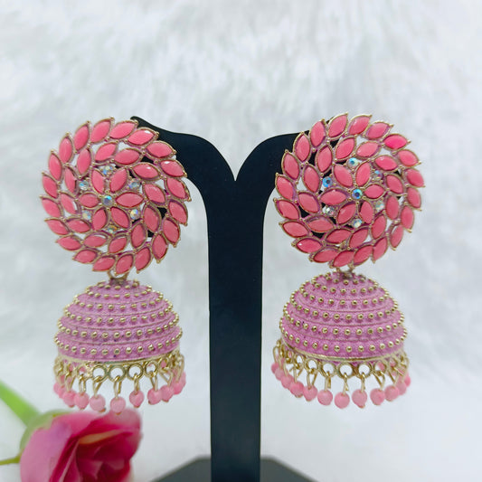 pink traditional-Jhumki-earrings