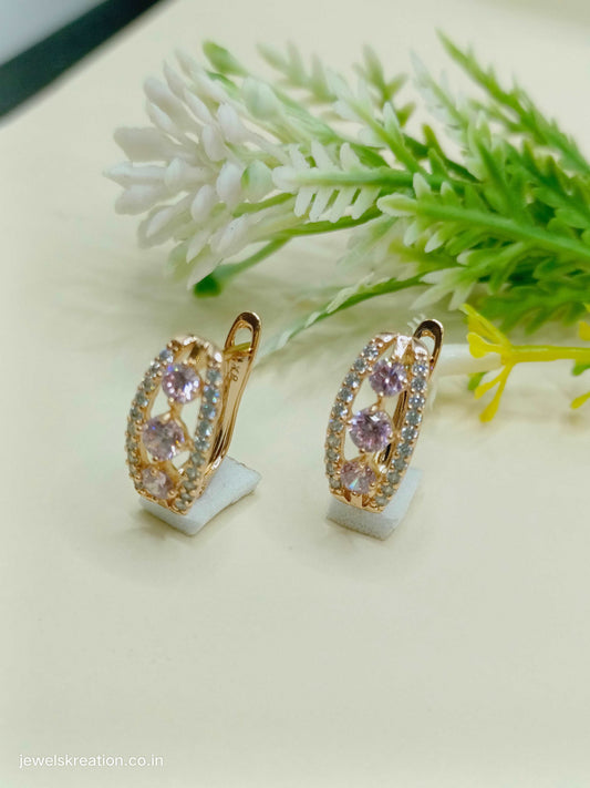 gold plated ad light pink stones Baali earrings