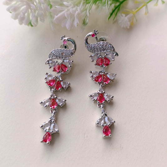 rani-pink-rhodium-peacock-drop-earrings-jewelskreation