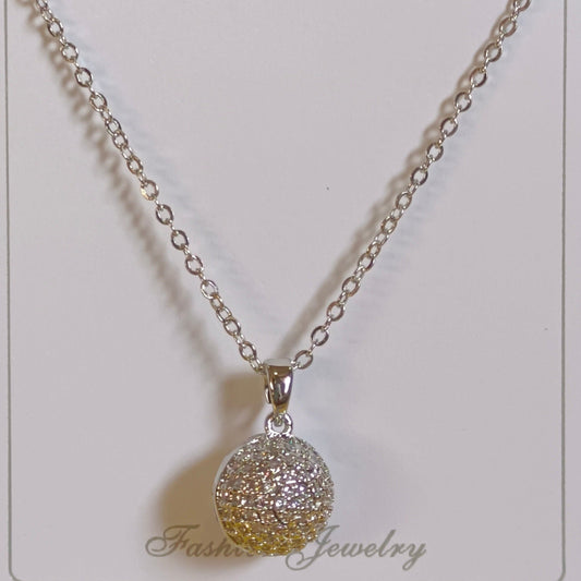 silver disco American diamond pendent with chain