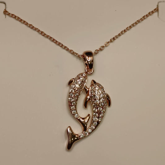 double dolphin pendent necklace