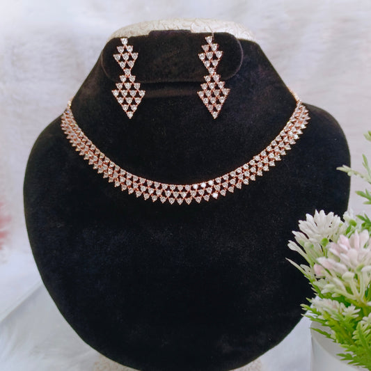 Zirconia Rose gold Jewelry Set for Timeless Glamour