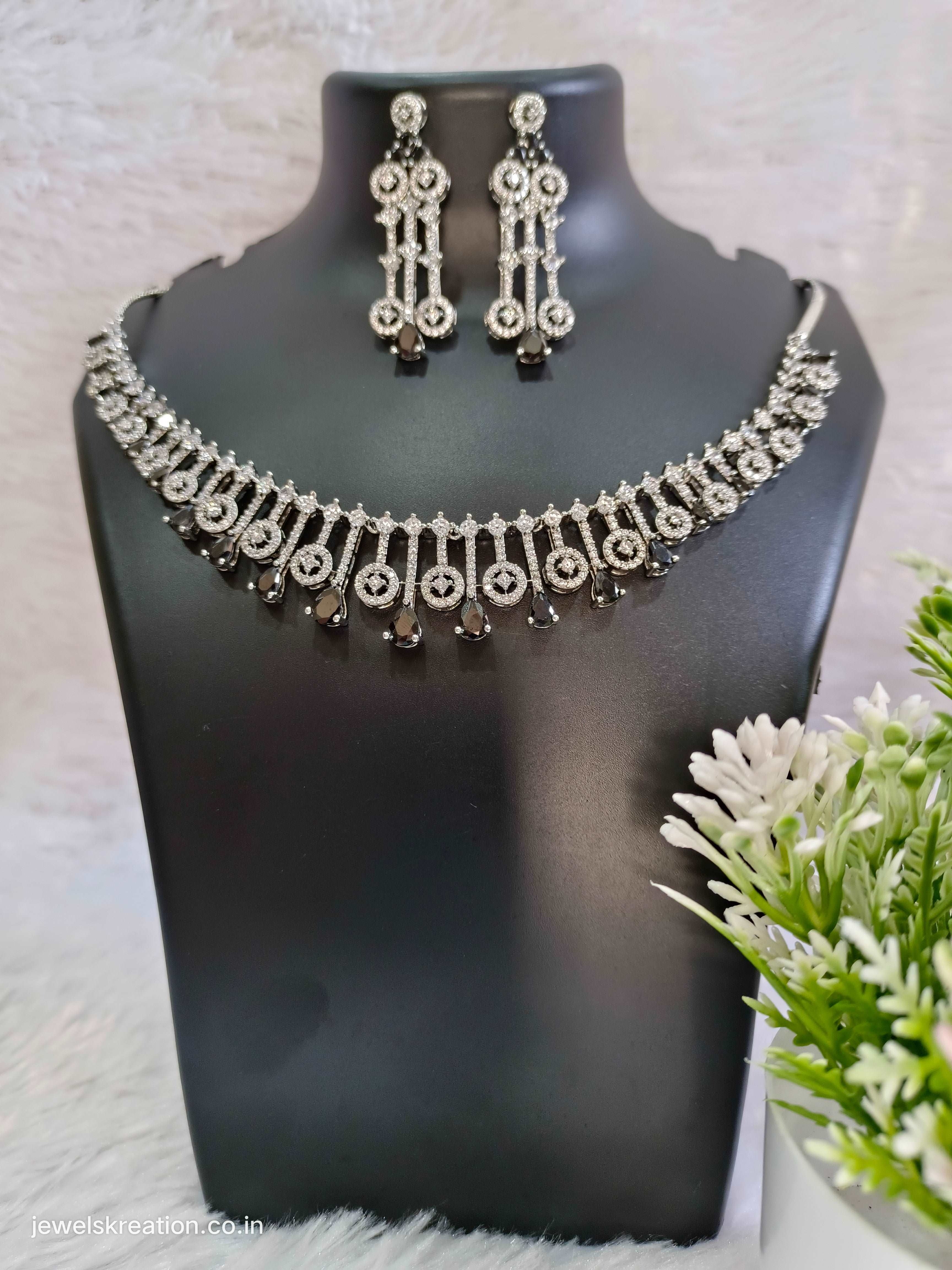 Trendy design pendent with black beads necklace matching earring set Saree  Salwar
