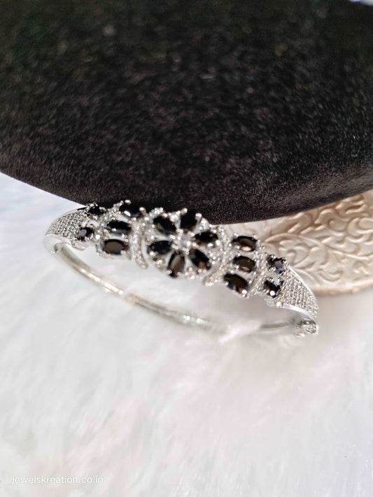 American diamond Rhodium Black kada Bracelet