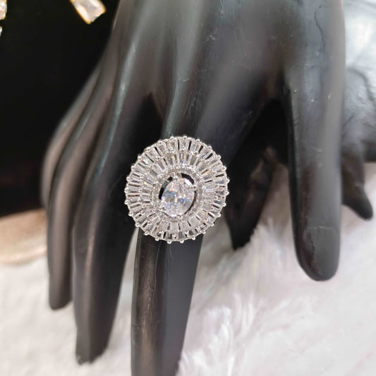 American Diamond Silver Ring