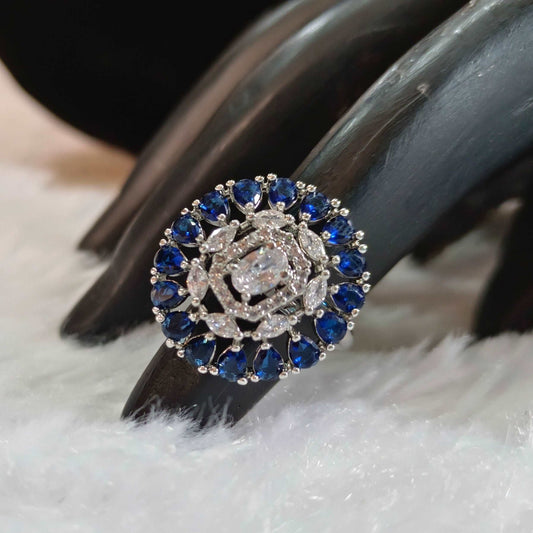 blue stone diamond ring