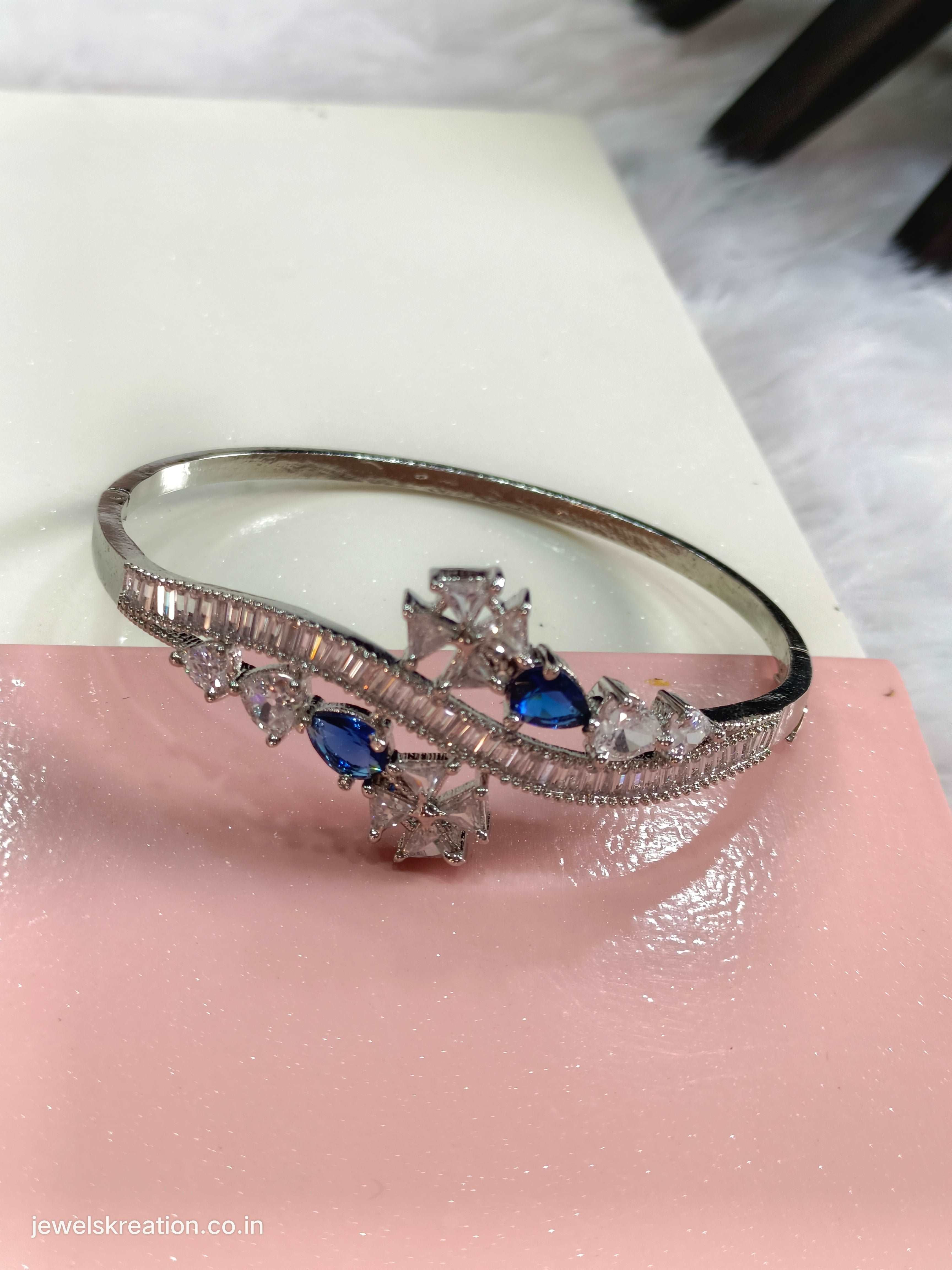 Designer Diamond Silver Kada Bracelet With Rose Gold Plating - Your Mini  Store