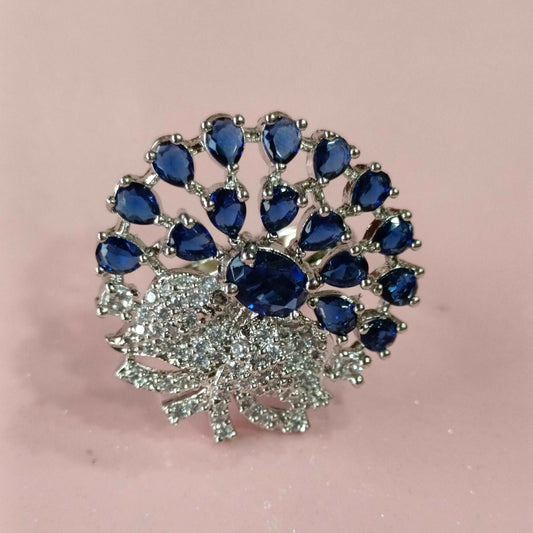 American Diamond Blue Stone ring